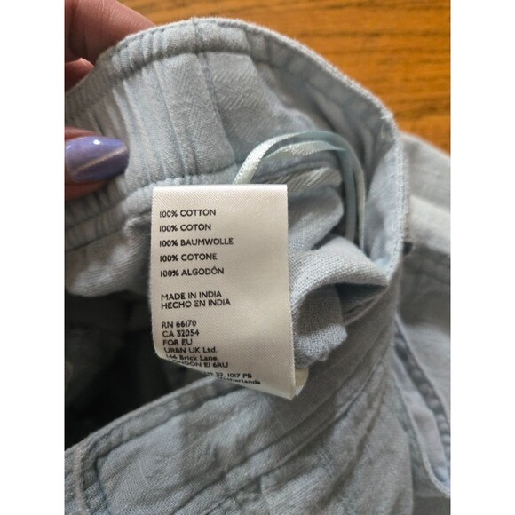 Free People Light Blue Pleated Wide Leg Pants Stretchy Waist Size 14 - Picture 4 of 6